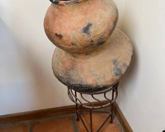 Primitive Mexican Pottery Double pot on Stand Tarahumara 224		
