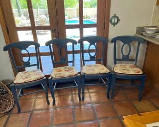 4pc Blue Pottery Barn Napoleon Chairs		
