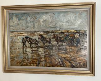 Original Art Julius Seyler Clam Picker Painting 	45x34in	
