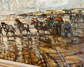 Original Art Julius Seyler Clam Picker Painting 	45x34in	
