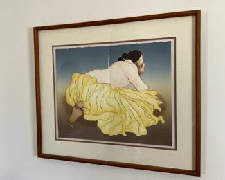 Signed/Numbered  RC Gorman Lila Litho Lithograph Framed Print 1981 Yellow Dress	Frame: 27 x 31.5in	

