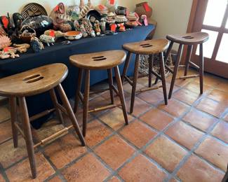 4pc Vintage Saddle Stools		
