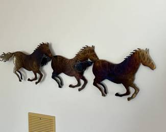 Metal Wall Art Running Horses Wild Stallions		
