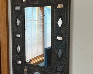 Punched Tin Framed Mirror		
