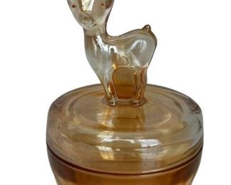 Carnival Glass Deer Powder Dish