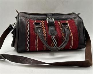 Vintage Leather Hobo Kilim Duffle Bag