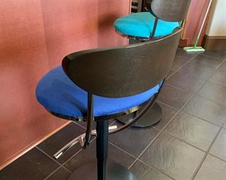 Close-up view of bar stools