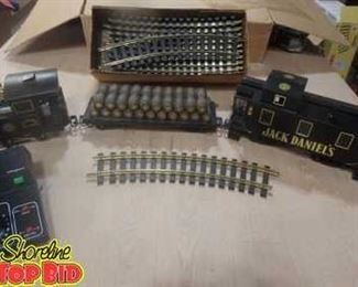 Rare Jack Daniels Train Set, Engine train, cargo train, caboose, train tracks and remote