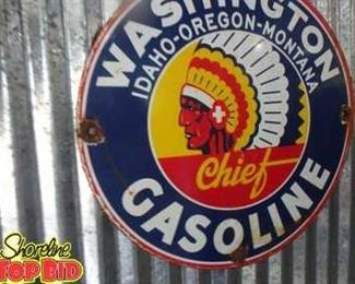 Vintage Chief Gasoline Metal Sign