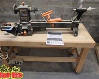 Wen 8inch Wood Lathe Model 3420 comes with Custome Made Bench on Casters