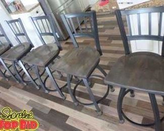 5 Swivel Bar Stools Metal And Wood