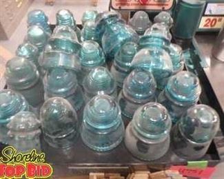 30 Antique Electrical Glass Insulators