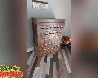 Antique 6 Pc. Unit United States Post Office Filer With Pull Out Desk Top From The Grand Haven Post Office