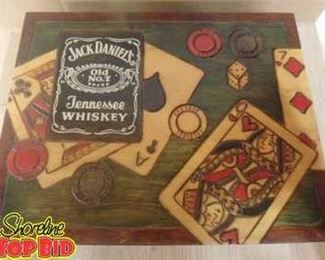 Beautiful Hand Crafted Jack Daniels Stash Box with cards, matches and dice