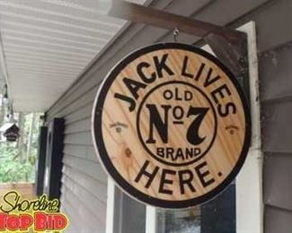Custom Made Jack Daniels Lives Here No. 7 Round Hanging Sign