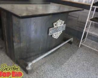Custom Made Wood Bar with Harley Davidson sign One of a Kind