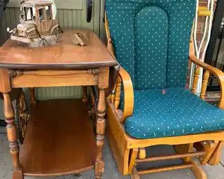 drop-leaf tea cart and glider rocker
