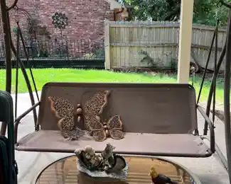 patio swing and table