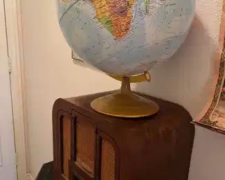 vintage globe and radio