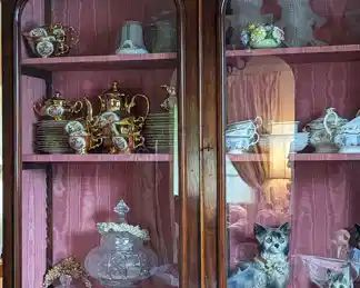 Beautiful cut glass, 1920's wax bridal headpieces, Austrian tea set for 12.