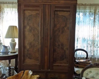Burl walnut wardrobe.
