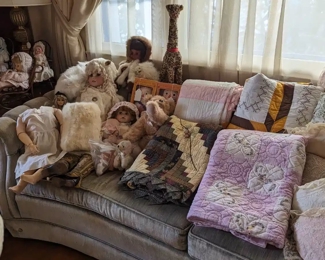 Vintage dolls and quilts.