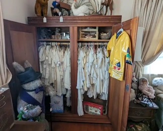 Antique christening/baptismal gown. Alice in Wonderland stuffed rabbit.