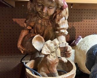 Garden Girl w Dog Fountain