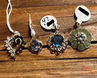 14K GOLD Pendants with Semi Precious Stones