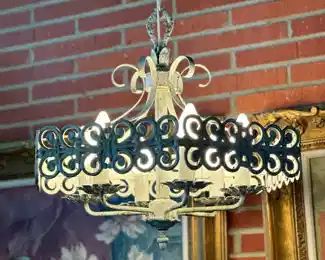 Vintage Hanging Wrought Iron Chandelier