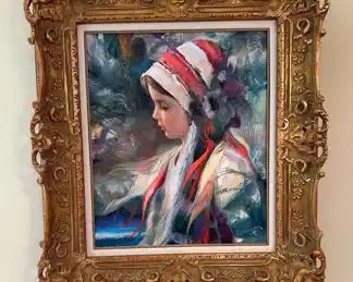 Original Oil on Canvas by FRANCISCO MASSERIA in Gold Gilt Frame