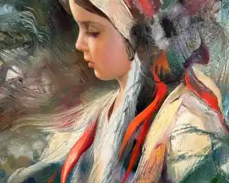 Original Oil on Canvas by FRANCISCO MASSERIA in Gold Gilt Frame