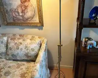 Shovel Head Brass Adjustable Pharmacy Style Floor Lamp