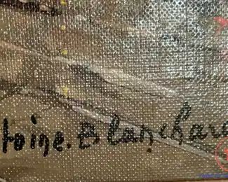 Original Oil on Canvas Street Scene by ANTOINE BLANCHARD in Gold Gilt Frame