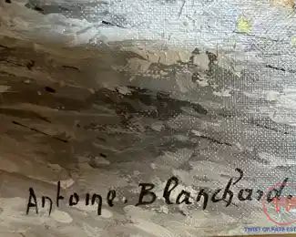 Original Oil on Canvas "Paris Le Vaudeville" by ANTOINE BLANCHARD in Gold Gilt Frame