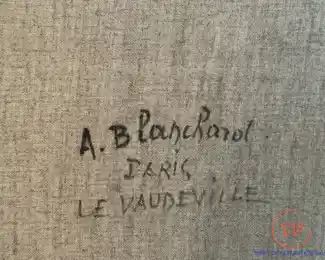 Original Oil on Canvas "Paris Le Vaudeville" by ANTOINE BLANCHARD in Gold Gilt Frame