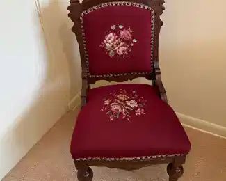 Eastlake Victorian Chair with Needlepoint Cushions
