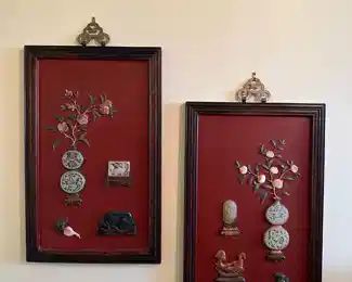 Carved Jade on Panel Wall Art