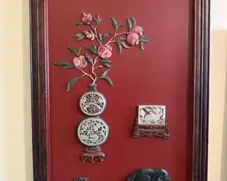 Carved Jade on Panel Wall Art