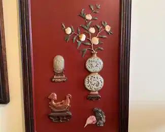 Carved Jade on Panel Wall Art