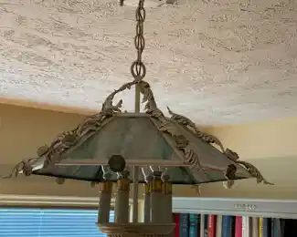 Vintage Slag Glass Hanging Ceiling Light