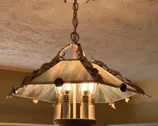 Vintage Slag Glass Hanging Ceiling Light