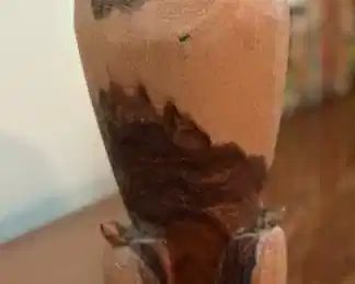 Carved Burlwood Vase with Carved Turtle Feet