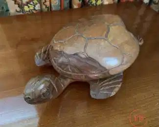 Hand Carved Covered Wood Turtle Dish
