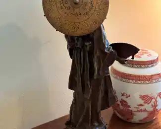 Bronze Sculpture of Geisha with Parasol by FRANZ ROSSE