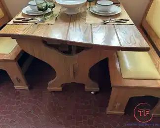 Vintage Breakfast Nook Booth Set (Table and Benches)