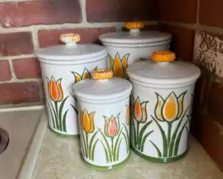 Metlox Poppytrail Orange Tulip Canister Set