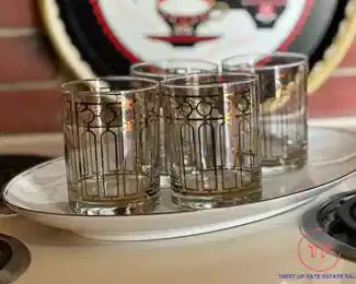 GEORGES BRIARD Art Deco Double Old Fashion Glasses
