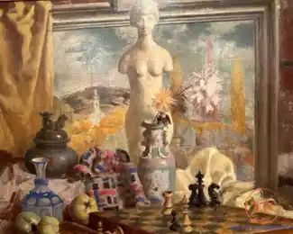 Original Oil on Canvas Still Life by BELA KONTULY in Gold Gilt Frame