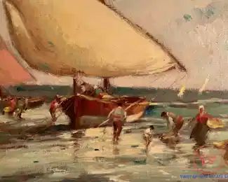 Original Oil on Canvas in Carved Gold Gilt Frame